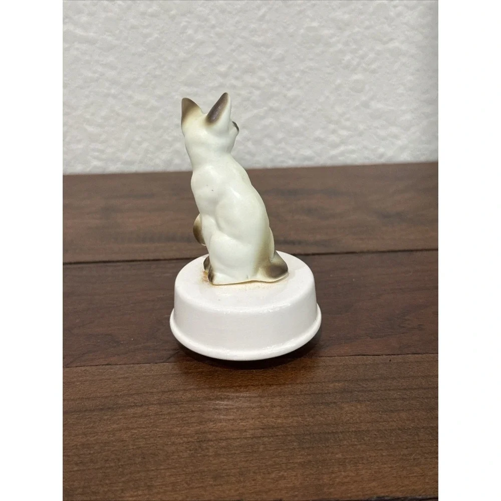Vtg Siamese Cat Music Box Music Box Plays Memories Porcelain Japan